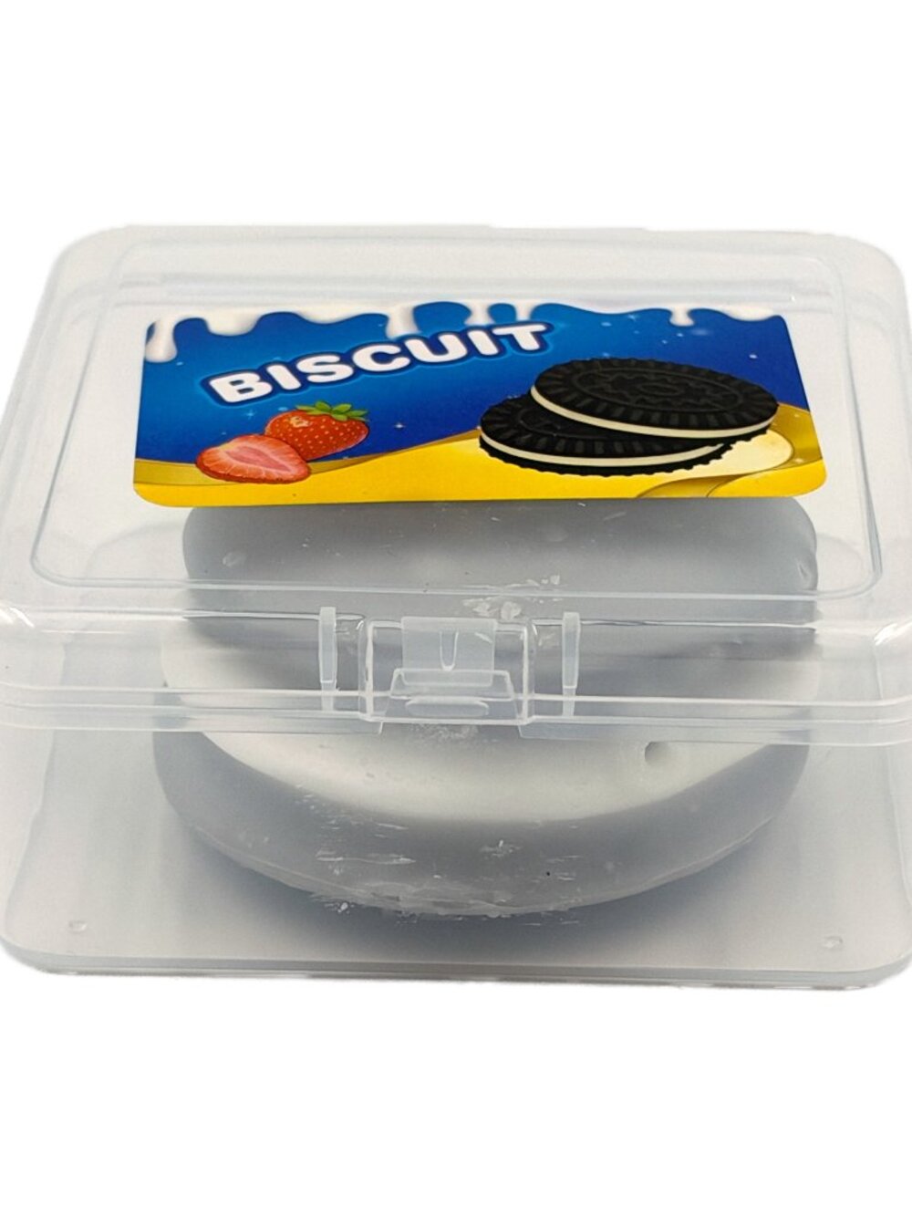 Unbranded Biscuit Sandwich Cookie Squishy Toy Grey White with Clear Case